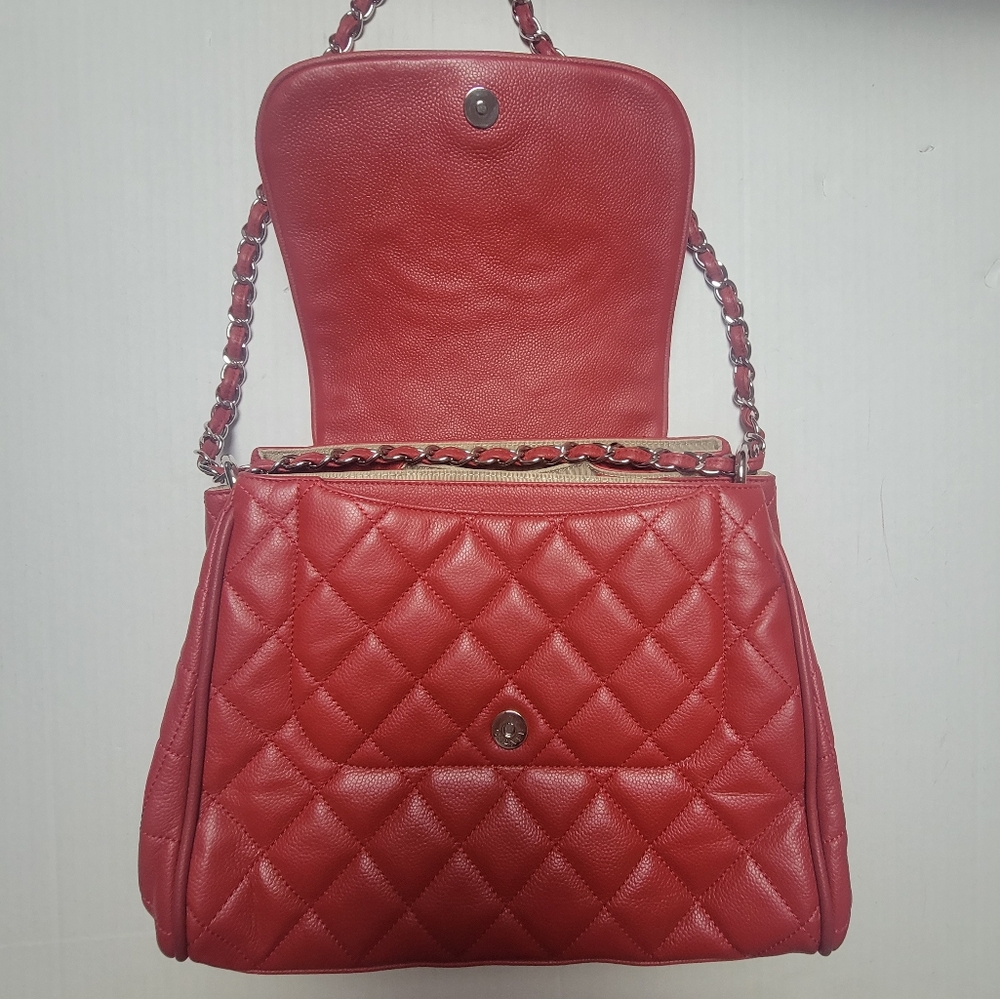 CHANEL Red Quilted Caviar Leather Purse - Picture 9 of 16
